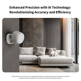 Aqara FP1E close-up of radar grille, emphasizes sensitive mmWave detection benefit