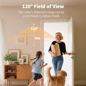 Aqara FP300 in a modern smart home scene showing multi-device automation synergy
