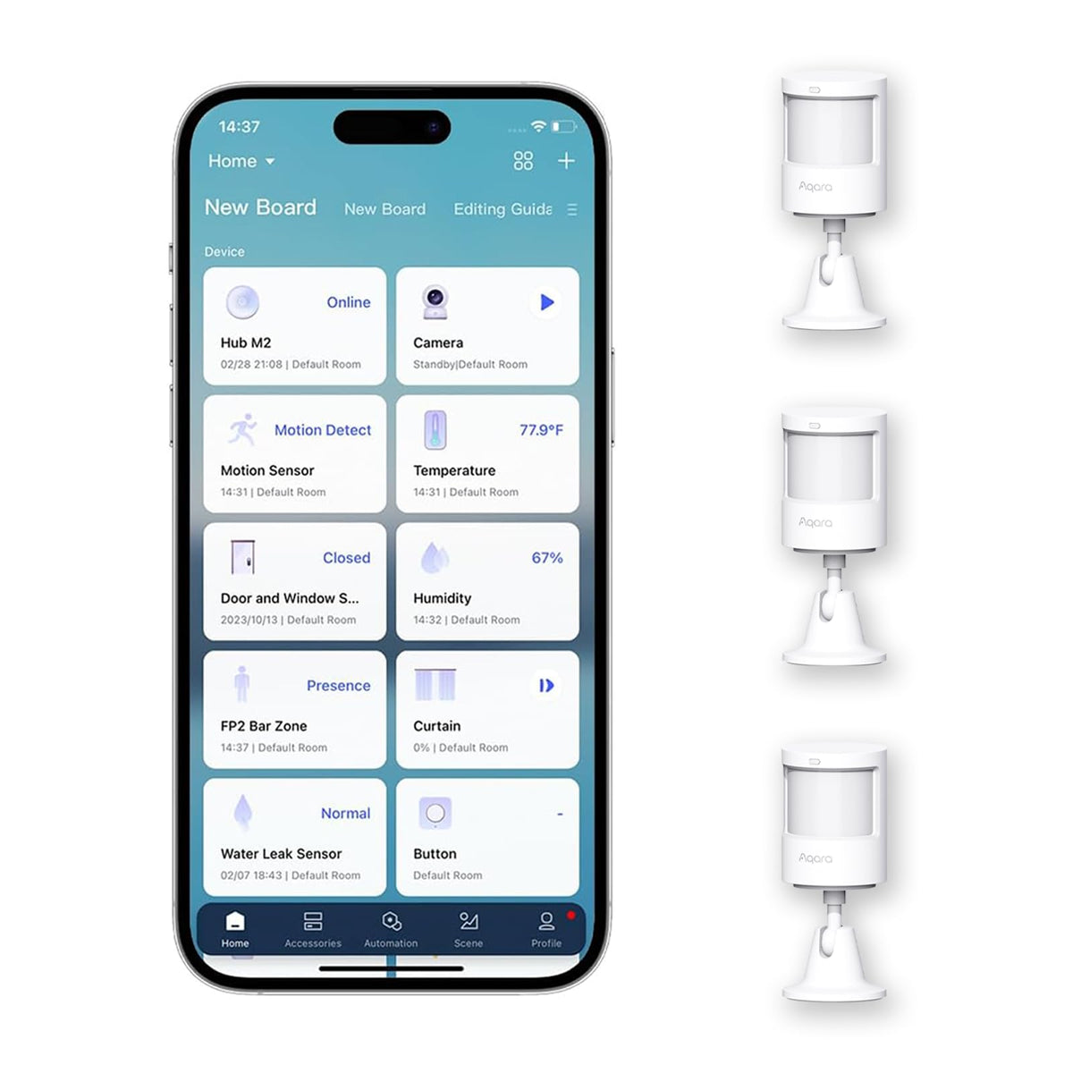 Aqara Motion Sensor P1 pack with angled mount for precise coverage and alerts