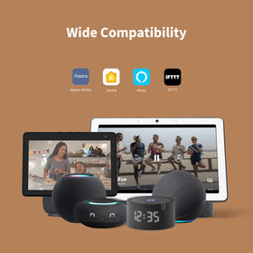 Aqara P1 next to common objects showing compact size and unobtrusive design benefit