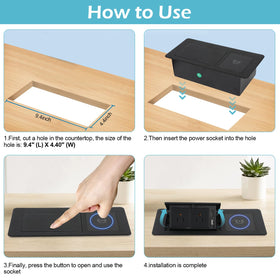 AQQHSAIN detail of dual AC sockets emphasizing power for laptops and devices