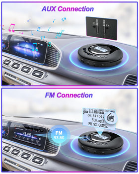 ARAFUNA FM frequency display set to transmit for easy car stereo pairing