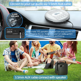 Arafuna connected to car AUX demonstrating steady on‑the‑road audio