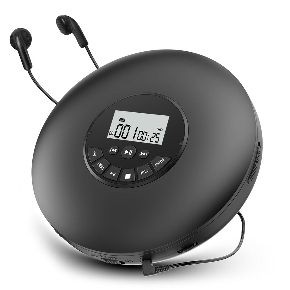 Arafuna portable CD player front view with anti-skip protection for on-the-go listening.