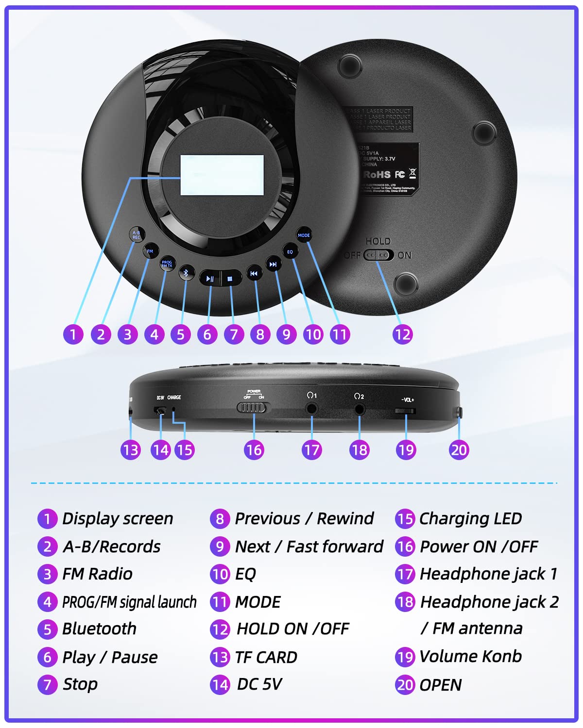 ARAFUNA TF card slot close-up illustrating MP3 playback and expandable storage