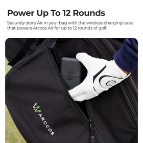 Arccos Air charging case powering the wearable for multiple rounds.