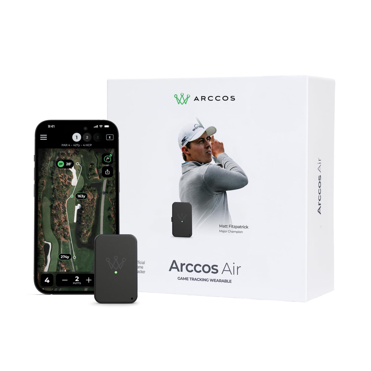 Arccos Air wearable in pocket showing hands-free shot tracking capability.