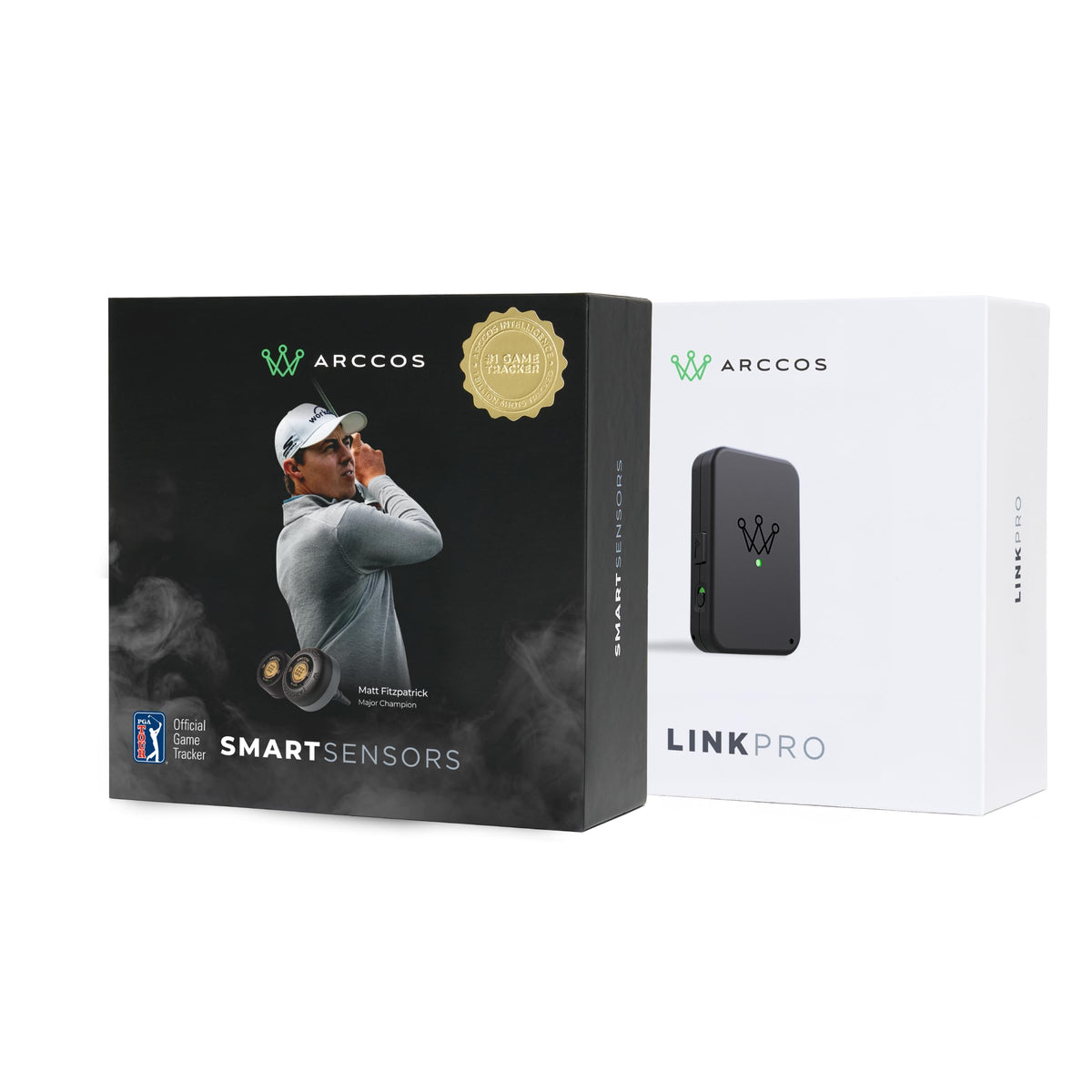 Arccos Gen 4 smoke sensors on clubs tracking shots automatically.