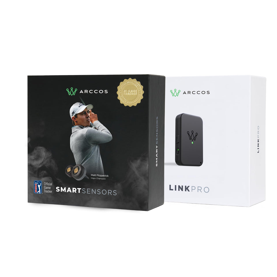 Arccos Gen 4 smoke sensors on clubs tracking shots automatically.