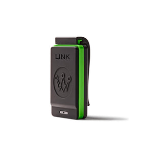 Arccos Golf Gen2 Links on-clip with lanyard slot for added security.