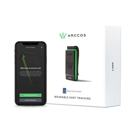 Arccos Golf Gen2 Links front view, compact wearable for on-course tracking.