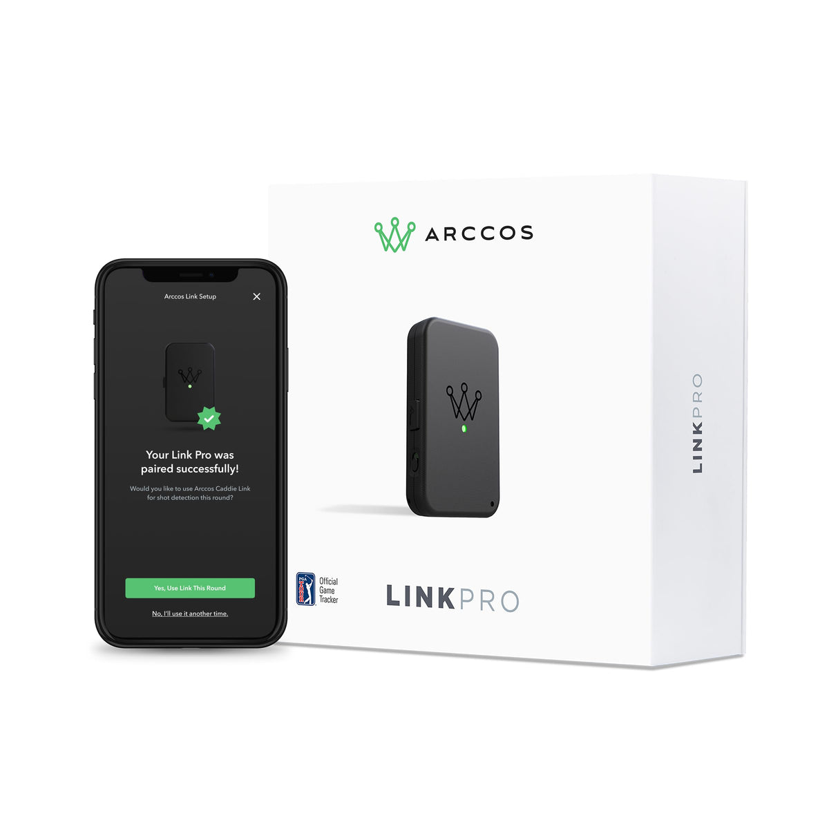 Arccos Link Pro wearable in pocket enables hands-free shot tracking.