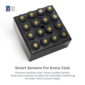 Arccos smart sensors on clubs are ultra-light and weather-resistant.