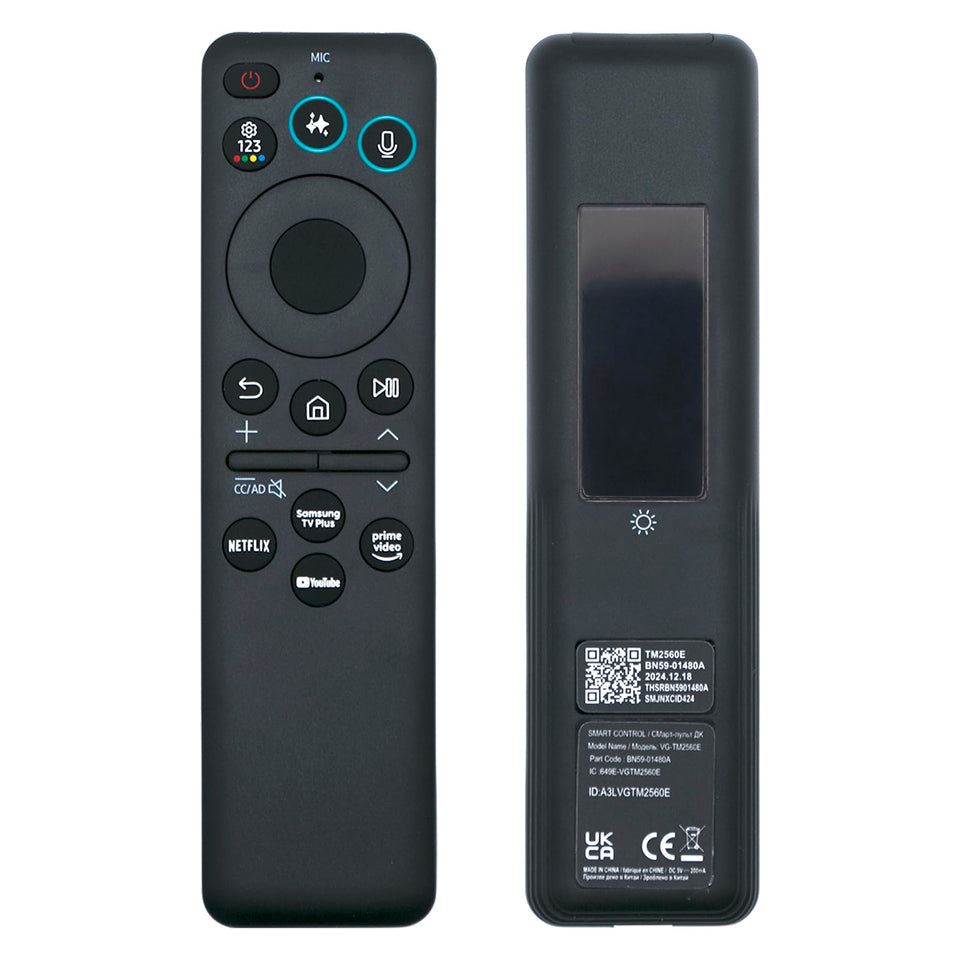 ARCSTILL BN59-01480A remote front view with solar charging for easy control