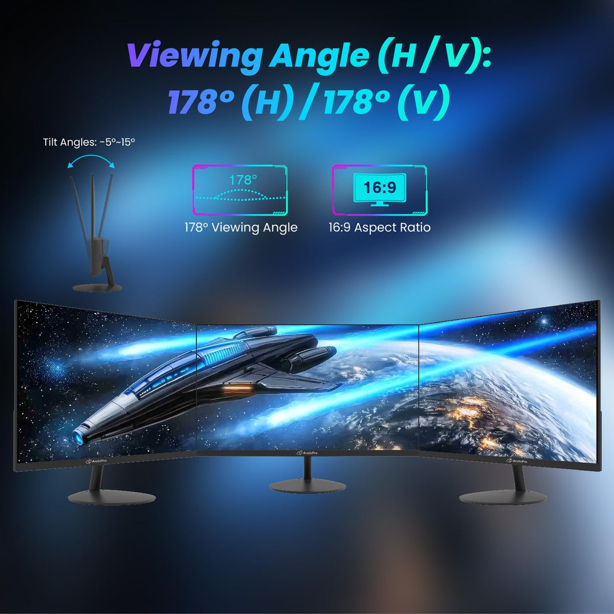 ArcticPro 22inch monitor anti-blue light mode supports comfortable viewing.