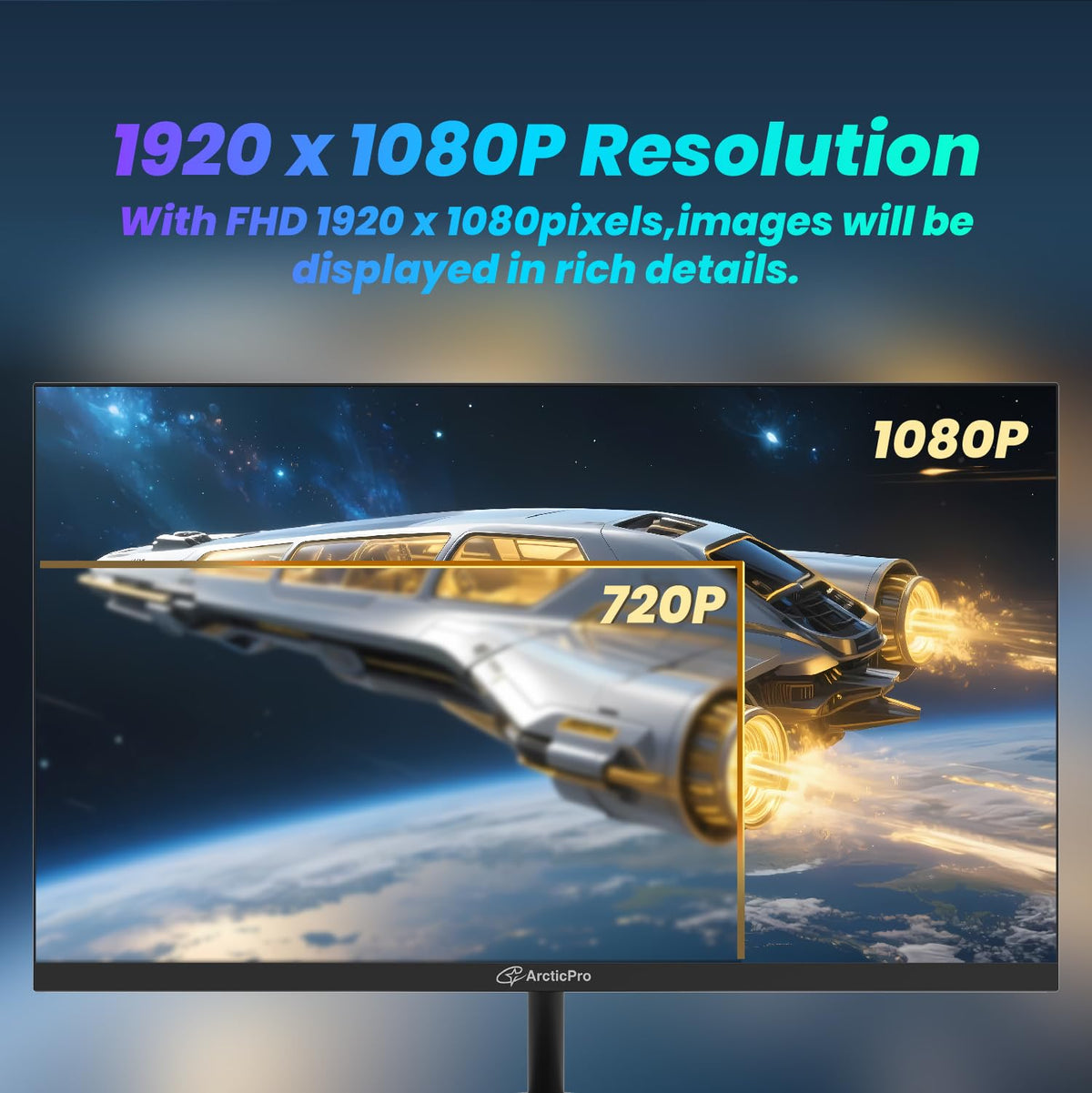 ArcticPro 22inch monitor frameless edges emphasize edge-to-edge display.