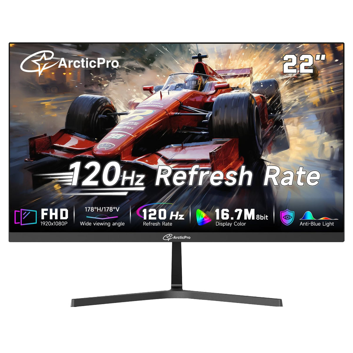 ArcticPro 22-inch monitor with Full HD clarity for crisp productivity visuals