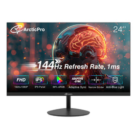 ArcticPro 24-inch monitor front view showing slim design for immersive viewing.