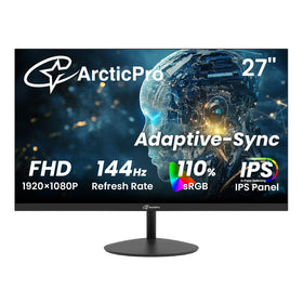 ArcticPro 27-inch monitor front view with slim bezel for immersive gaming visuals
