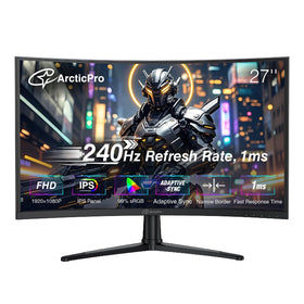 ArcticPro 27-inch curved gaming monitor front view highlighting immersive curve for gaming