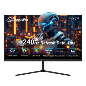 ArcticPro 27-inch gaming monitor front view showing slim bezels