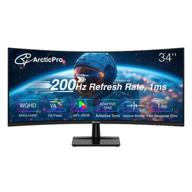 ArcticPro 34-inch curved monitor with WQHD clarity for immersive gaming visuals.