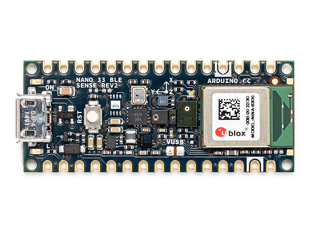 Arduino Nano 33 BLE Sense Rev2 mounted in a wrist wearable prototype enabling local AI