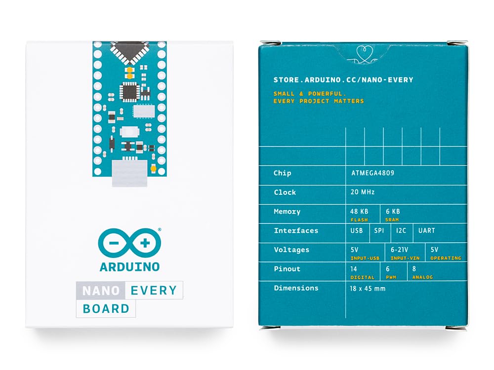 Arduino Nano Every USB-C port enables easy power and fast data connections for embedded projects.