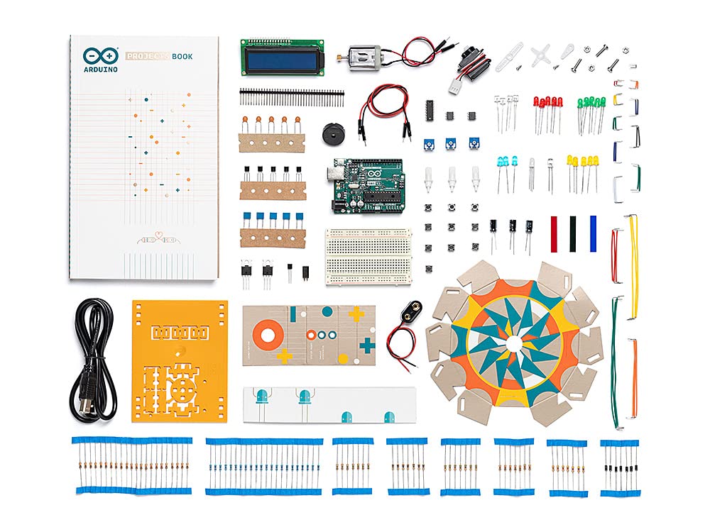 Arduino Official Starter Kit box with 12 projects for hands-on learning.