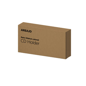 AREAJD compact walnut holder fits small desks for easy access to CDs.