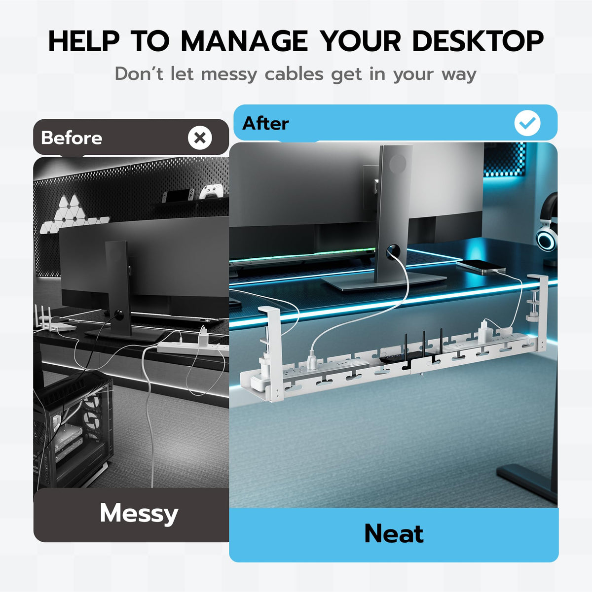 ARES WING clamp-on desk organizer securely attaches without drilling