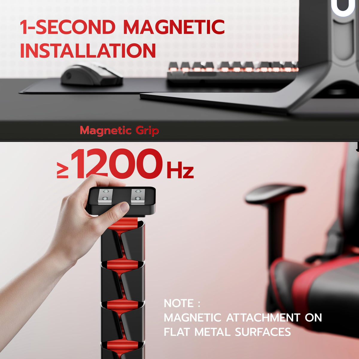 ARES WING magnetic installation provides quick, tool-free mounting on flat surfaces