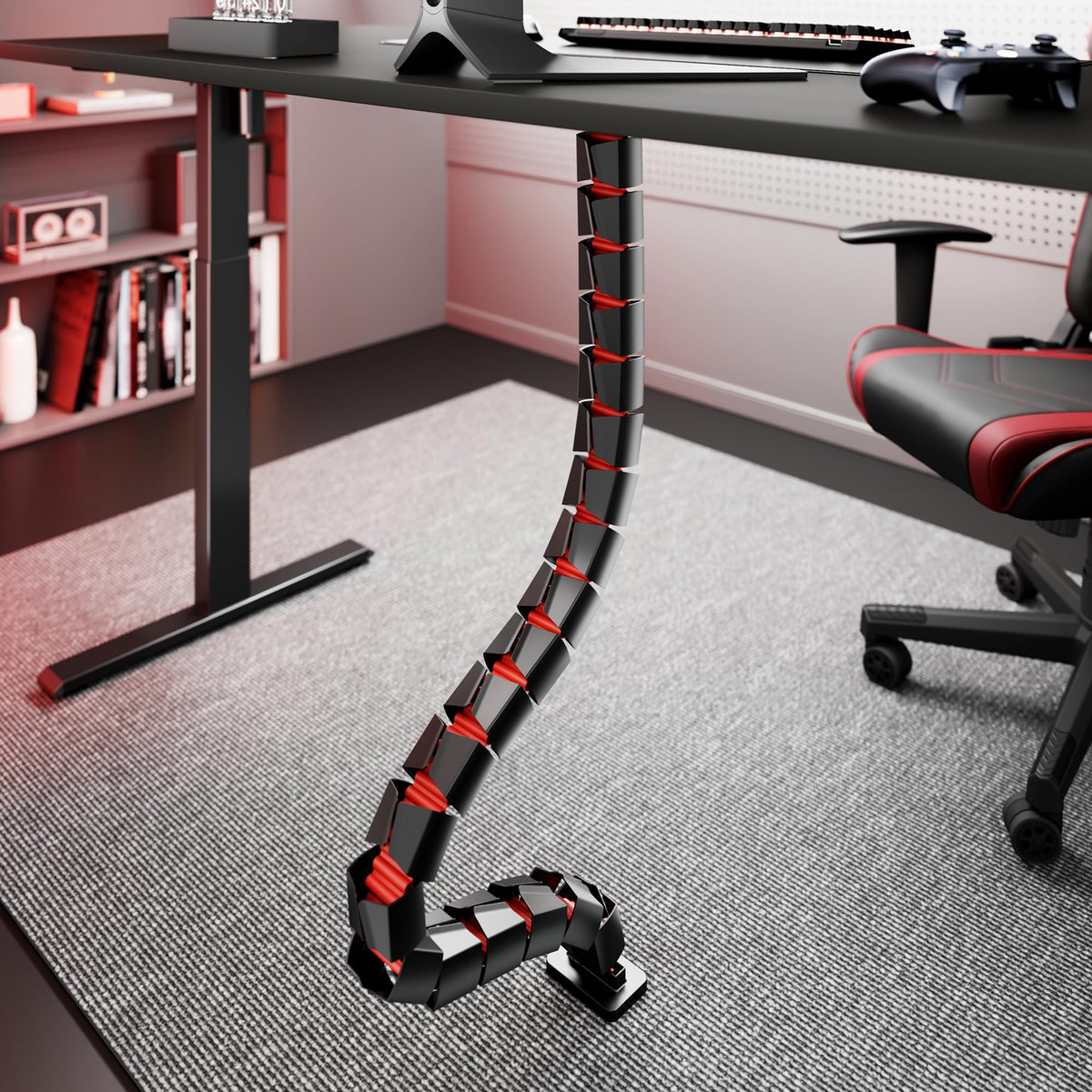 ARES WING under-desk cord organiser hides cords and protects them from wear