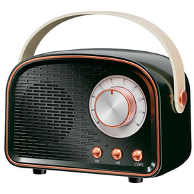 Aresrora retro Bluetooth speaker front view, compact and rich-sounding