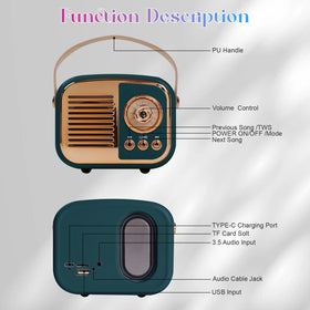 Aresrora retro Bluetooth speaker on a shelf, ideal for home decor