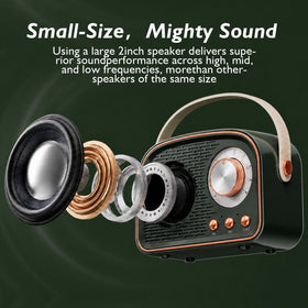 Aresrora retro Bluetooth speaker on table, desk or kitchen helper
