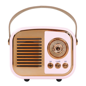 Aresrora retro Bluetooth speaker pink blends vintage style with portable listening.