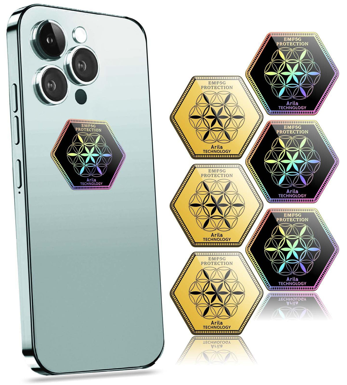 Arila 24K Gold Protection Sticker on device back for premium, distinctive look.