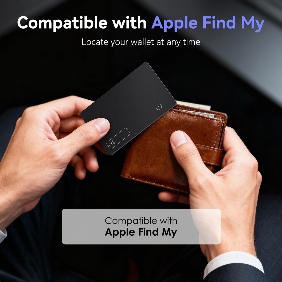 ARIVEXA ultra-slim tracker fits discreetly inside a wallet