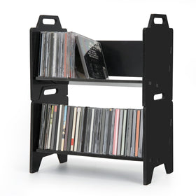 Arkiya 2 Pack CD Holder front view shows compact, stackable design for neat shelves.