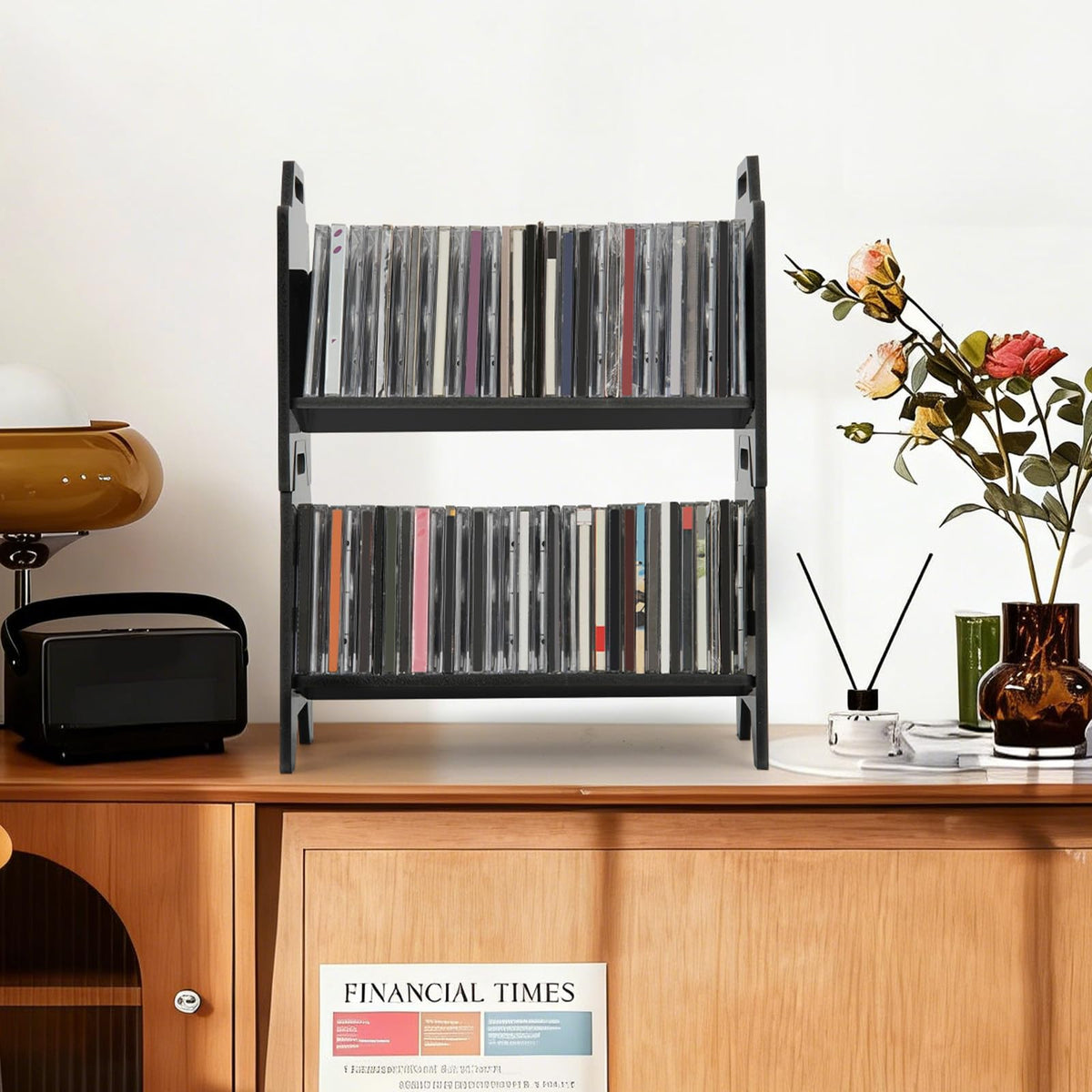 Arkiya floor storage stack demonstrates room-wide organization with tall stacks.