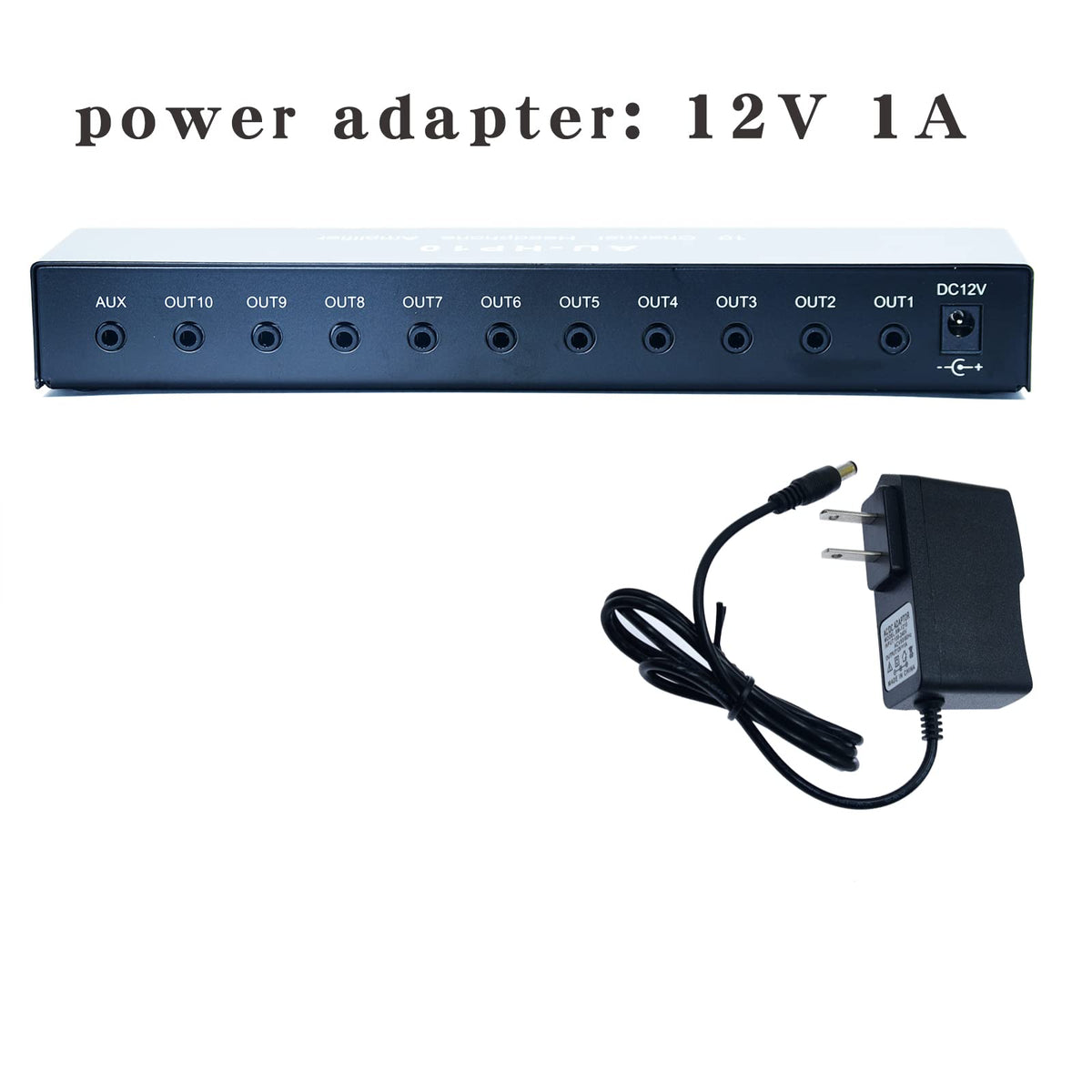 Arklove side view of multiple headphone jacks enabling ten listeners