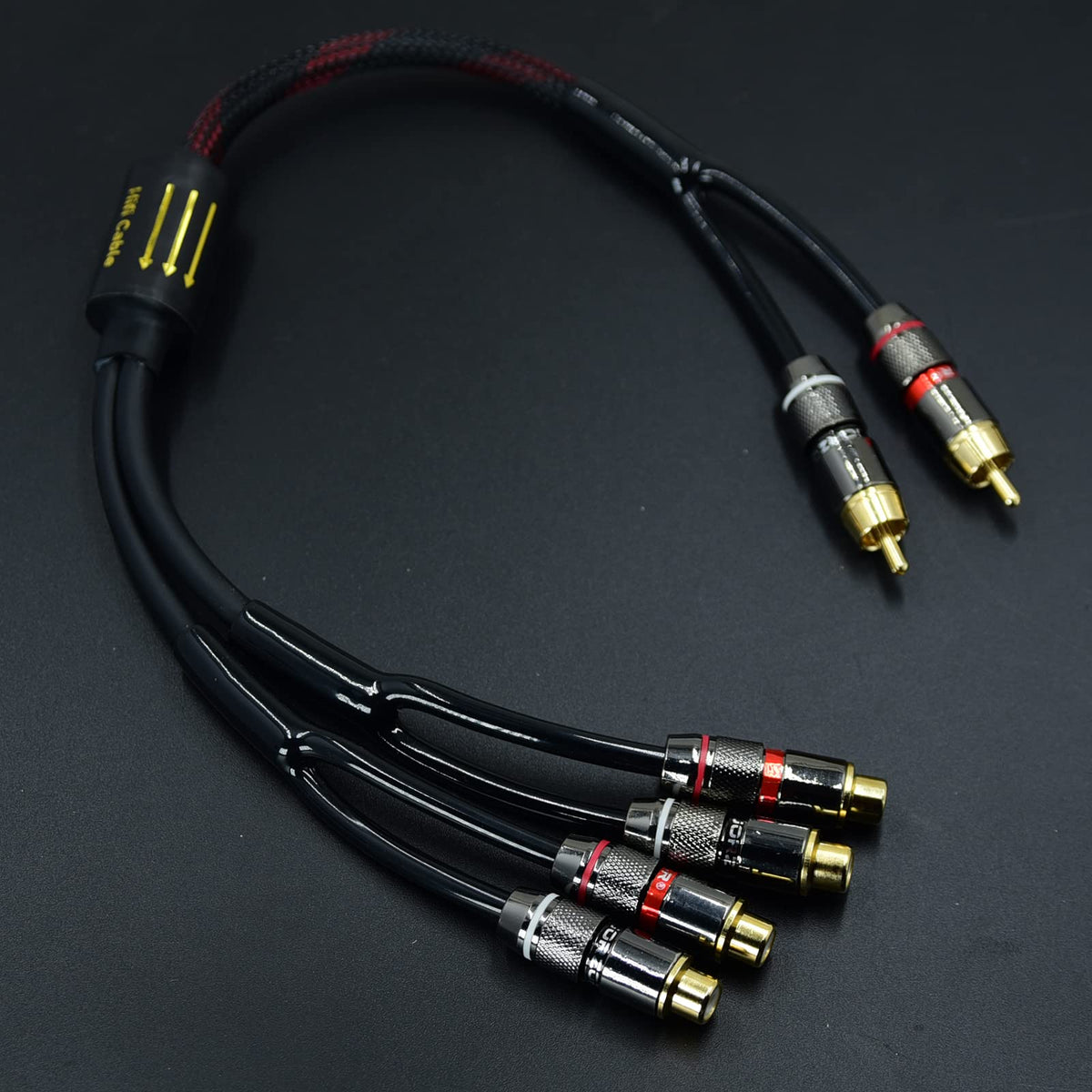 Arklove shielded cable minimizes interference in living room entertainment setups.