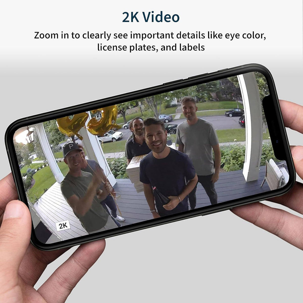 Arlo Essential 2K indoor camera with 130° view and two-way audio for home monitoring.