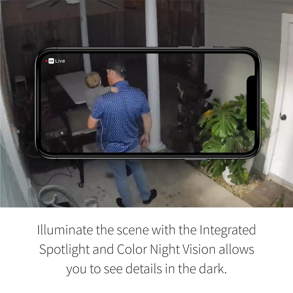 Arlo Essential 2K cam color night vision delivers clear footage in low light.