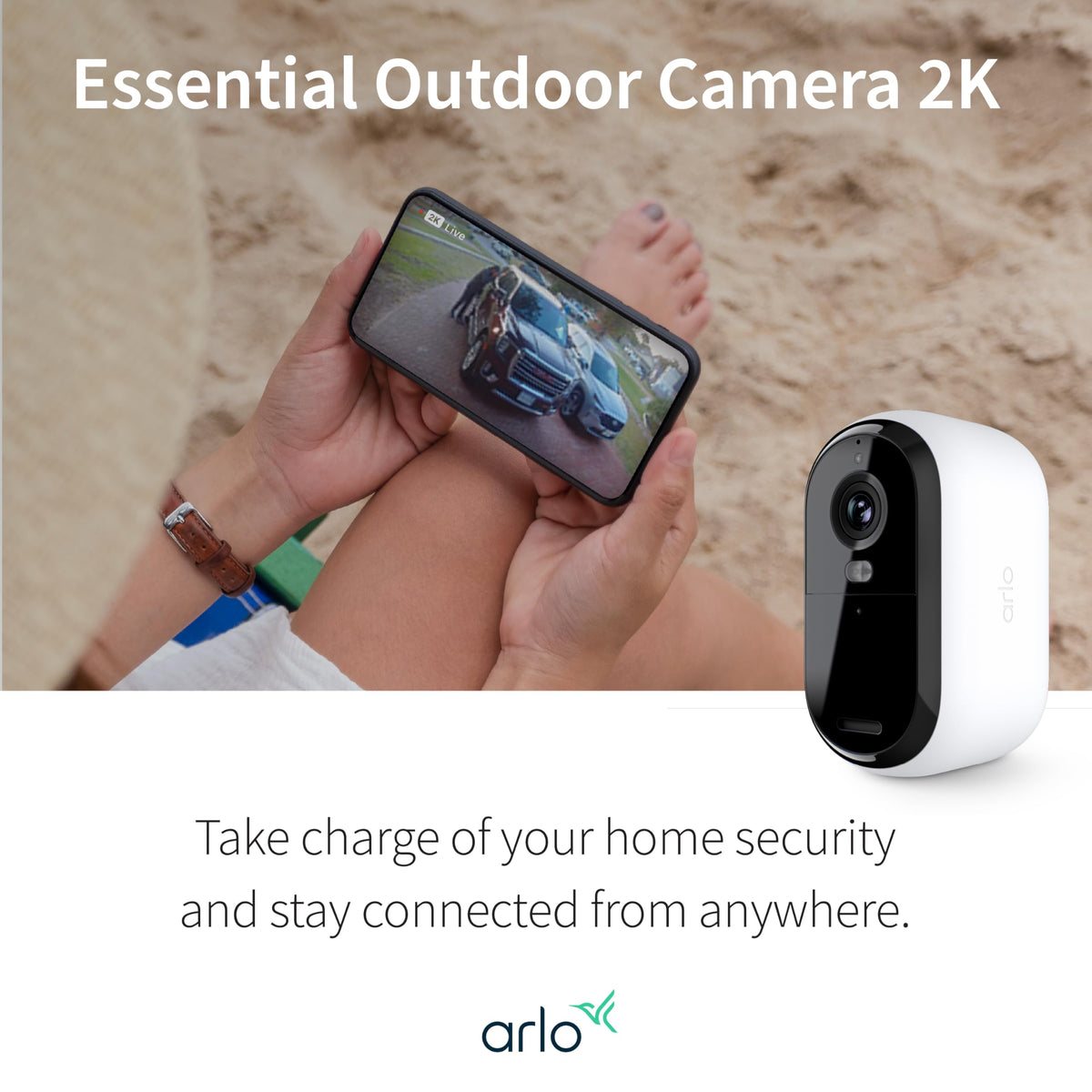 Arlo Essential 2K cam renewed pack includes cables and mounts.