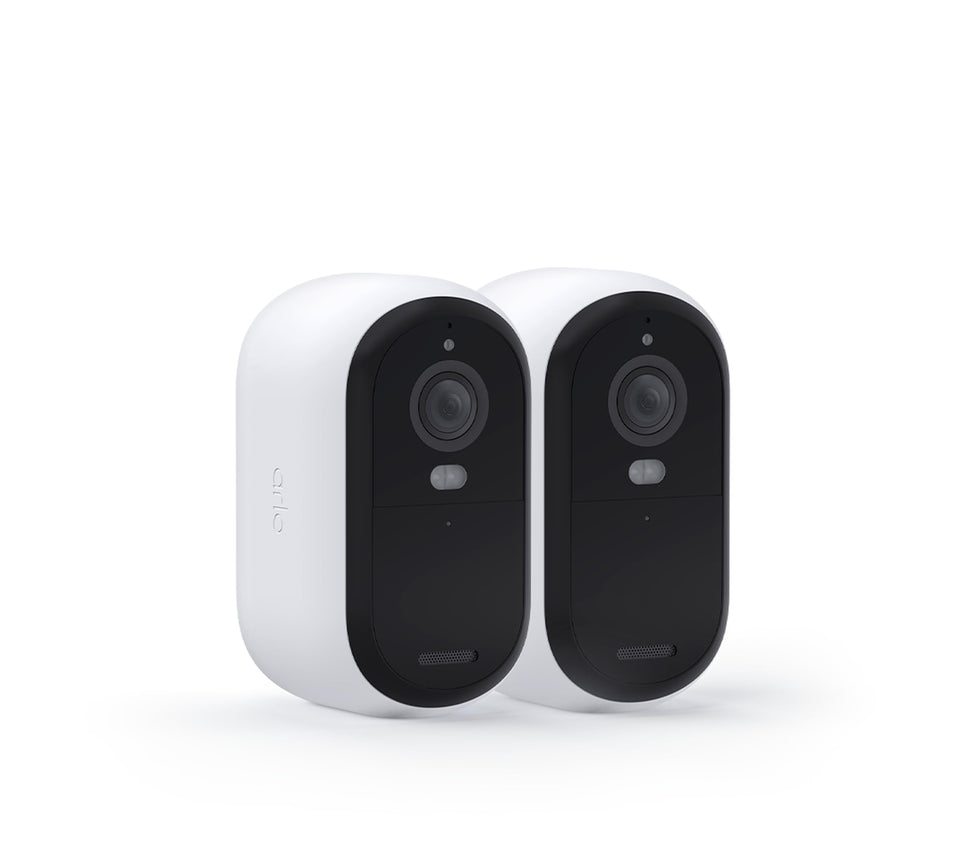 Arlo front view of renewed 2-pack showing spotlight, ideal for clear outdoor monitoring