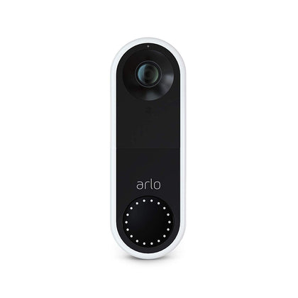 Arlo doorbell front view showing wide-angle camera and clear visitor visibility