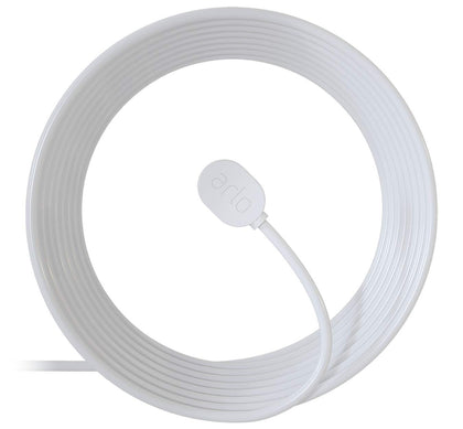 Arlo front packaging showing 25 ft cable and adapter with secure fit benefit