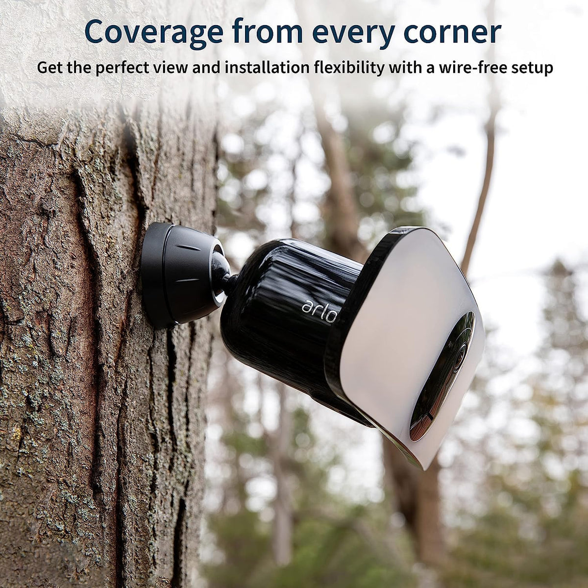 Arlo Pro 3 Floodlight Camera 160-degree view covers wide outdoor areas.